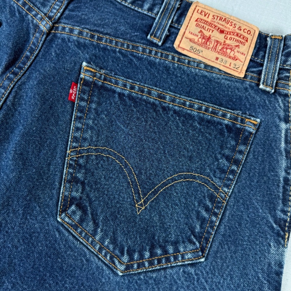 Levis 505 Straight Fit Mens Blue‎ Jeans W38 L32 Dark Wash Denim 2010 Western